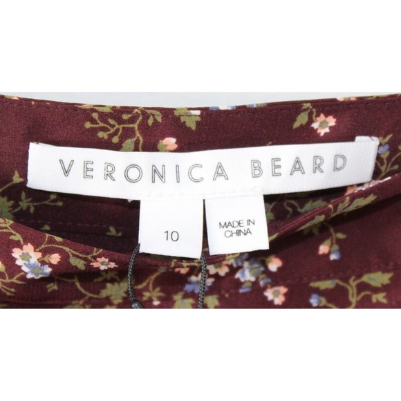 NWT Size 10 Veronica Beard Taras Floral-Print Ruched Silk Mini Skirt Merlot Ruff - Picture 4 of 8